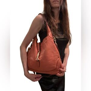 Gucci Tan Leather Bamboo New Jackie Bag With Piston Lock